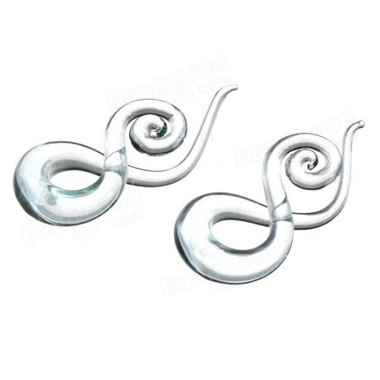 5mm-12mm 1 Pair Twist Pyrex Glass Ear Gauges Taper Plugs Stretcher Expander