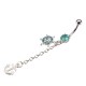 Anchor Wheel Rhinestone Navel Belly Ring Dangle Piercing Body Jewelry