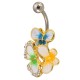 Crystal Colorful Belly Navel Bar Ring Butterfly Body Jewelry