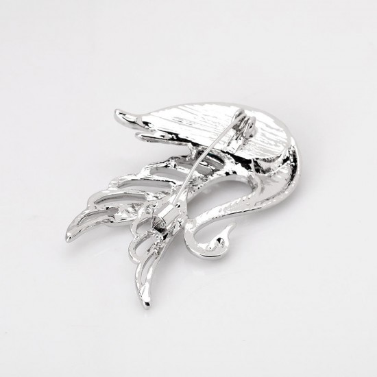 Elegant Swan Brooch Silver Hollow Wing Rhinestone Brooch Sweet Jewelry Colthing Accessorie for Wome,