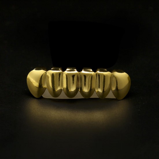 Gold Plated Teeth Maple Leaf Top & Bottom Mouth Grillz Caps