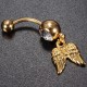 Golden Angel Wings Crystal Navel Belly Button Ring Body Piercing Golden Angel Wings Crystal Navel Belly Button Ring Body Piercing