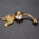 Golden Angel Wings Crystal Navel Belly Button Ring Body Piercing Golden Angel Wings Crystal Navel Belly Button Ring Body Piercing