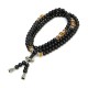 108Pcs Unisex 6mm Black Glaze Artificial Obsidian Buddhist Prayer Beads Bracelet Jewelry