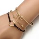 3Pcs Designer Bracelet Sets Bowknot Heart Gold Charming Chain Bracelets for Women