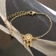 3Pcs Trendy Bracelet Sets Bowknot Rhinestones Heart Feather Gold Bangle for Women
