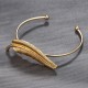 3Pcs Trendy Bracelet Sets Feather Heart Gold Bangle Open-end Charming Bracelets for Women