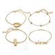 4 Pcs Gold Women Bracelet Set Casual Fashion Style Fruits Bracelet Shell Letter Pendant Bracelet