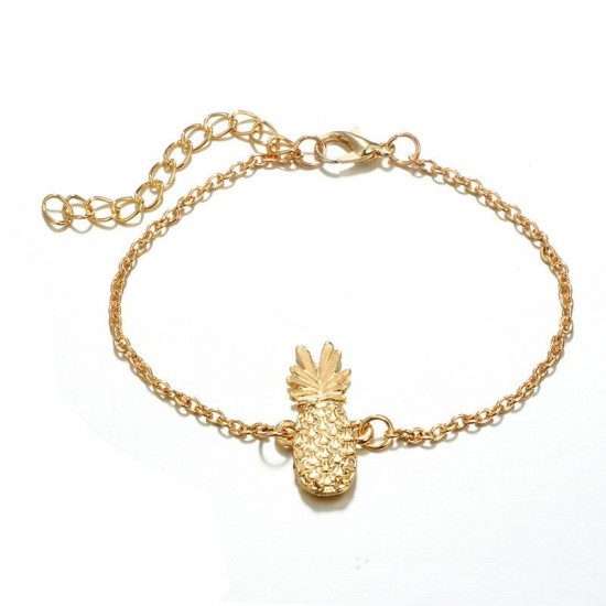 4 Pcs Gold Women Bracelet Set Casual Fashion Style Fruits Bracelet Shell Letter Pendant Bracelet