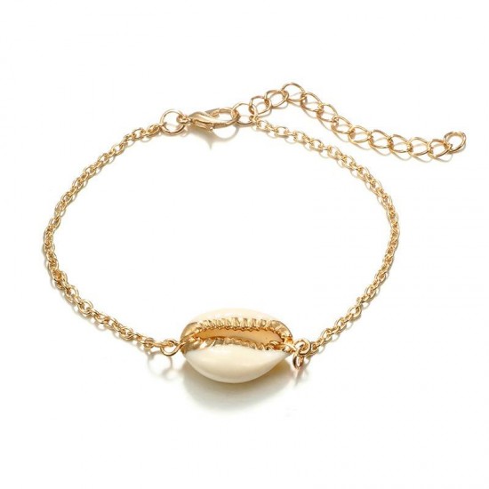 4 Pcs Gold Women Bracelet Set Casual Fashion Style Fruits Bracelet Shell Letter Pendant Bracelet