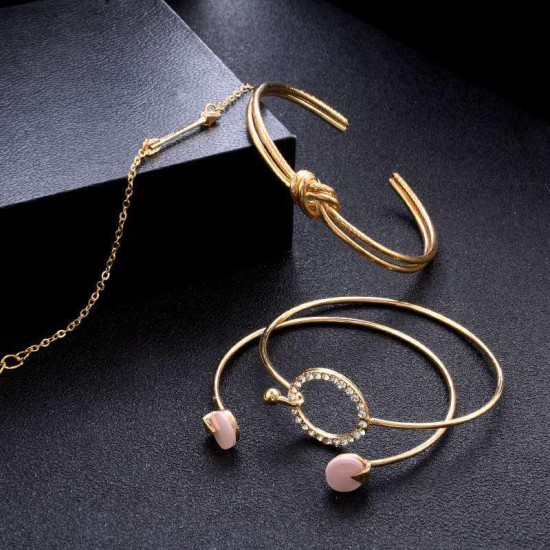 4 Pcs Sweet Bracelet Bangle Set Arrow Geometric Open Adjustable Bangle Bracelet For Women 4 Pcs Sweet Bracelet Bangle Set Arrow Geometric Open Adjustable Bangle Bracelet For Women