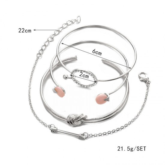 4 Pcs Sweet Bracelet Bangle Set Arrow Geometric Open Adjustable Bangle Bracelet For Women