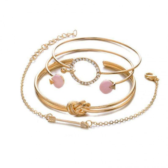 4 Pcs Sweet Bracelet Bangle Set Arrow Geometric Open Adjustable Bangle Bracelet For Women 4 Pcs Sweet Bracelet Bangle Set Arrow Geometric Open Adjustable Bangle Bracelet For Women