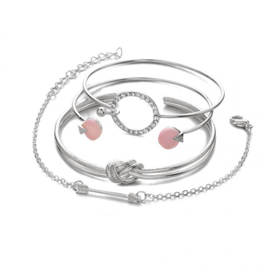 4 Pcs Sweet Bracelet Bangle Set Arrow Geometric Open Adjustable Bangle Bracelet For Women 4 Pcs Sweet Bracelet Bangle Set Arrow Geometric Open Adjustable Bangle Bracelet For Women