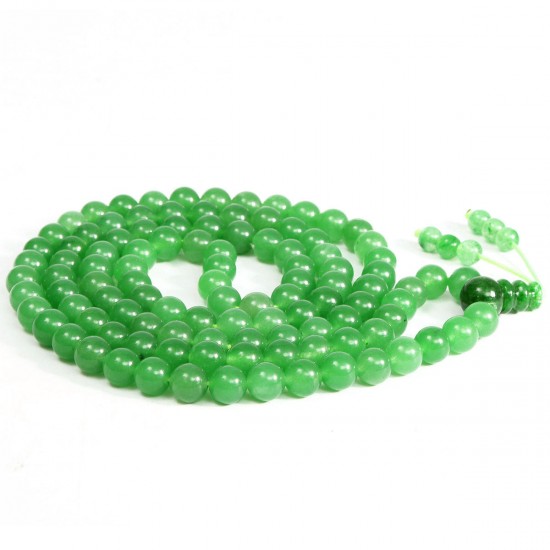 8mm Green Agate Buddhist Prayer Beads Bracelet Necklace Jewelry