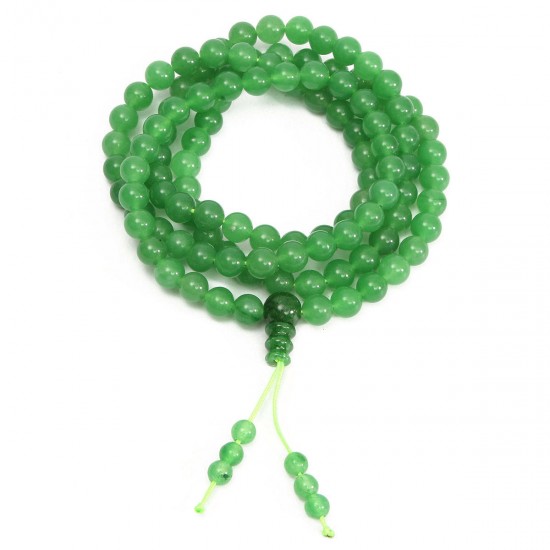 8mm Green Agate Buddhist Prayer Beads Bracelet Necklace Jewelry
