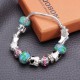 Antique Silver Love Letters Flower Crystal Glass Beads Bracelet