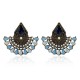 1 Pair Bohemian Crystal Rhinestones Fan Shaped Water Drop Retro Earrings for Women