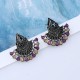 1 Pair Bohemian Crystal Rhinestones Fan Shaped Water Drop Retro Earrings for Women