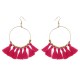 1 Pair Bohemian Sector Shape Tassel Pendant Big Hoop Dangle Earrings for Women