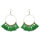 1 Pair Bohemian Sector Shape Tassel Pendant Big Hoop Dangle Earrings for Women