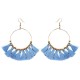 1 Pair Bohemian Sector Shape Tassel Pendant Big Hoop Dangle Earrings for Women