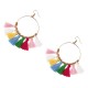 1 Pair Bohemian Sector Shape Tassel Pendant Big Hoop Dangle Earrings for Women