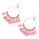 1 Pair Bohemian Sector Shape Tassel Pendant Big Hoop Dangle Earrings for Women