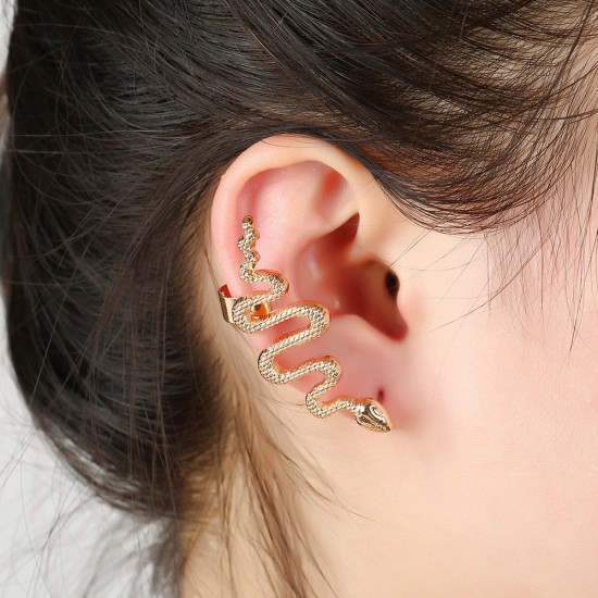 1Pc Exaggerate Snake Left Right Ear Cuff Zinc Alloy Silver Gold Earrings