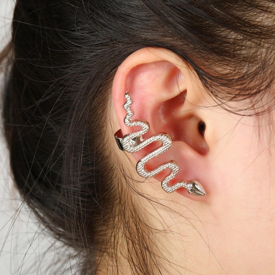 1Pc Exaggerate Snake Left Right Ear Cuff Zinc Alloy Silver Gold Earrings