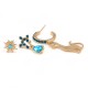 3 Pcs/set Cute Cat with Stars Earrings Blue Rhinestone Piercing Stud Earring Set for Women