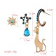 3 Pcs/set Cute Cat with Stars Earrings Blue Rhinestone Piercing Stud Earring Set for Women