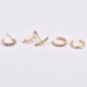 4Pcs Geometric Gold Earring Set Fish Bone Rhinestones Ear Stud Ear Clip Earrings for Women