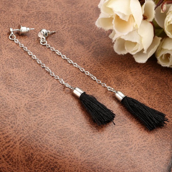 5 Pairs Of Earrings Tassels Stars Rhinestone Cylinder Women Earring Set