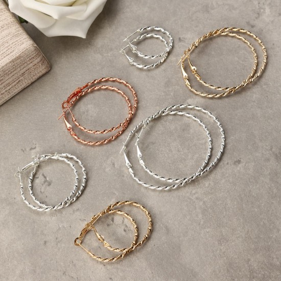 6 Pairs Fashion Hoop Earrings Set Gold Silver Stud Earrings Women Jewelry