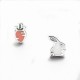 925 Sterling Silver Cute Asymmetric Rabbit Carrot Stud Earrings Trendy Zirconia Piercing Earring