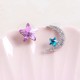 Unique Asymmetric Ear Stud Earring Luxury Micro Paved Zirconia Crystal Star Moon Piercing Earrings Unique Asymmetric Ear Stud Earring Luxury Micro Paved Zirconia Crystal Star Moon Piercing Earrings