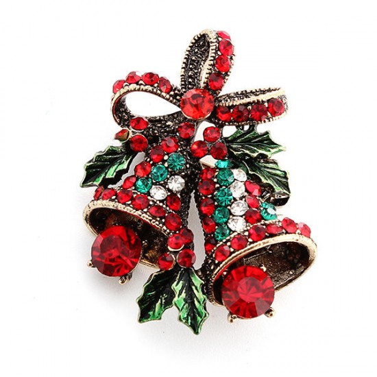 2 Pcs Brooches Combination Christmas Tree and Jingle Bell Best Gift