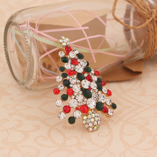 Christmas Tree Rhinestone Brooches Pins Christmas Gift