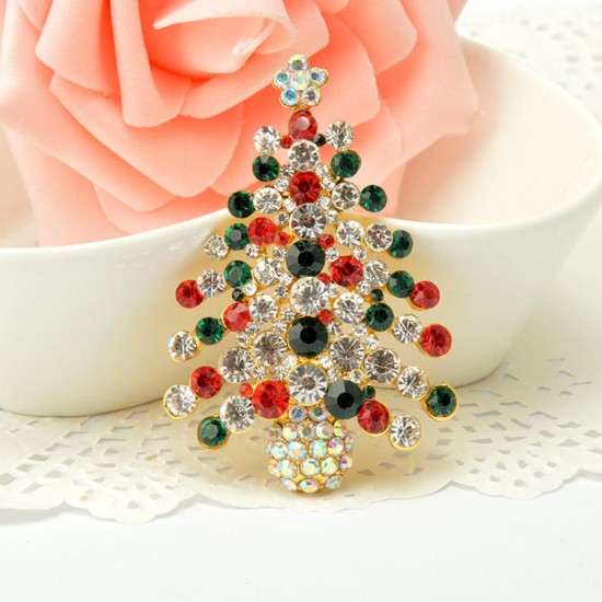 Christmas Tree Rhinestone Brooches Pins Christmas Gift