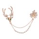 Crystal Deer Green Eyes Tree Artificial Pearl Gift Christmas Brooches