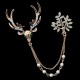 Crystal Deer Green Eyes Tree Artificial Pearl Gift Christmas Brooches