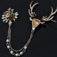 Crystal Deer Green Eyes Tree Artificial Pearl Gift Christmas Brooches