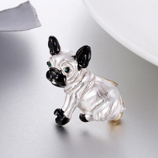 Cute Green Rhinestone Eyes Alloy Dog Brooch Delicate Breastpin Clothing Accessories for Women Girl