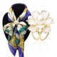 Elegant Black White Flower Pearls Scarf Buckle Brooches Brooch Charm Gift for Women