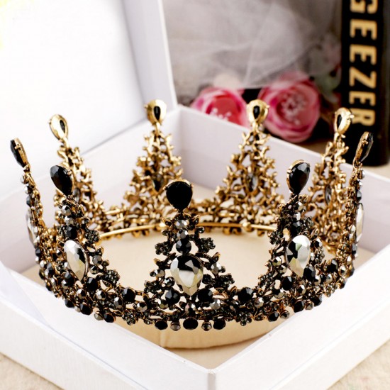 Elegant Bridal Crown Wedding Full Rhinestone Round Tiara Headpiece Hair Jewelry