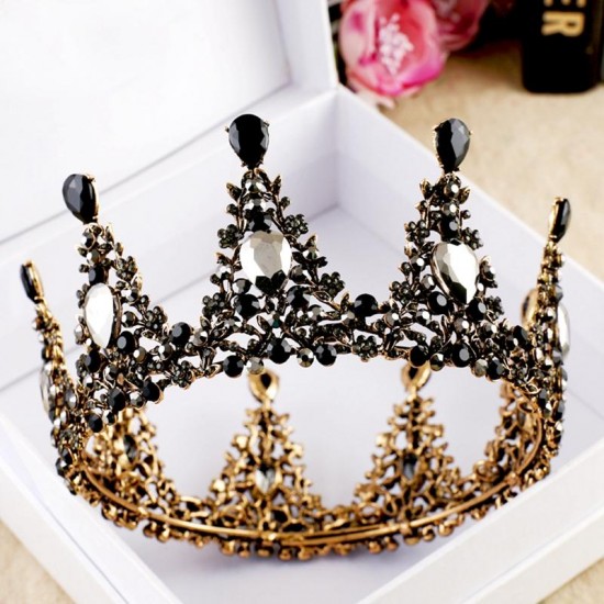 Elegant Bridal Crown Wedding Full Rhinestone Round Tiara Headpiece Hair Jewelry