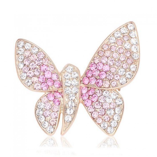 Elegant Butterfly Animal Inly Zircon Crystal Brooch Pin Accessories