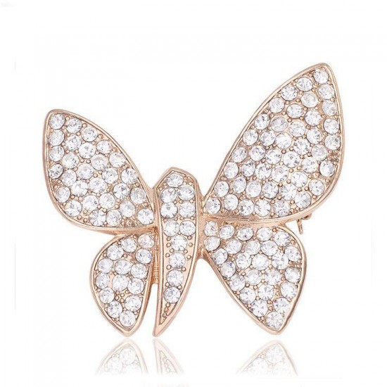 Elegant Butterfly Animal Inly Zircon Crystal Brooch Pin Accessories