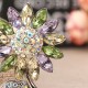 Elegant Colorful Crystal Rhinestone Sunflower Brooch Exquisite Pin for Men and Women